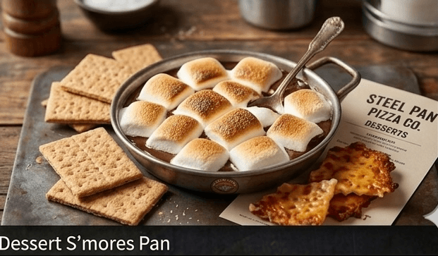 S'mores baked in a mini steel pan