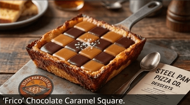 Frico chocolate caramel dessert square