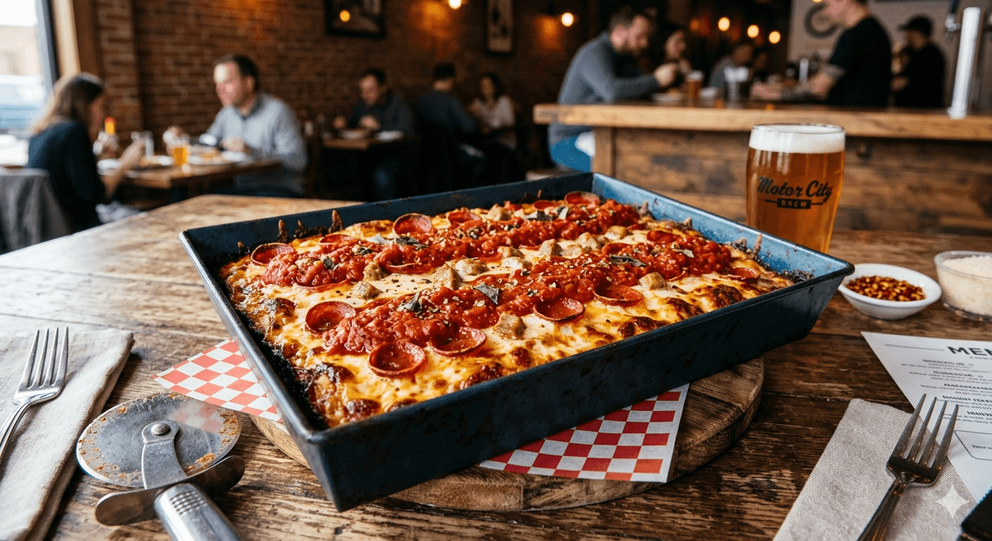 Classic Detroit Red Top pizza