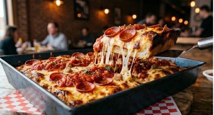 East Side Meat Feast deep dish pizza