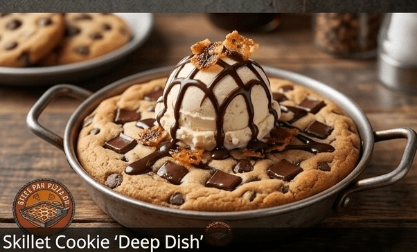 Deep dish skillet cookie with ice cream